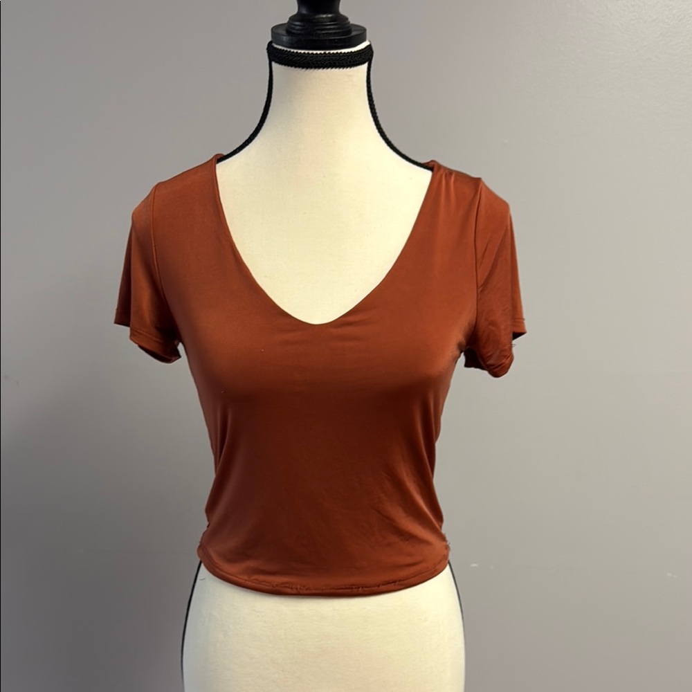 Women's Rust V-Neck Top